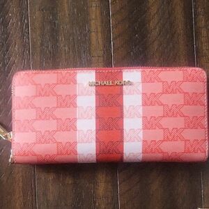 Michael Kors Red Wallet with Signature Monogram